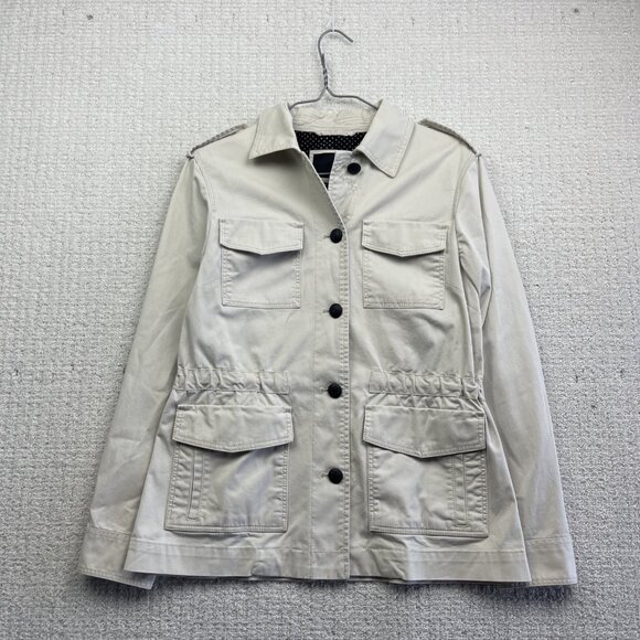 Banana Republic Jacket Wom XS Off-White Safari Utility Field Chore Coat Pockets - Picture 1 of 15